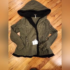Free People olive hooded jacket